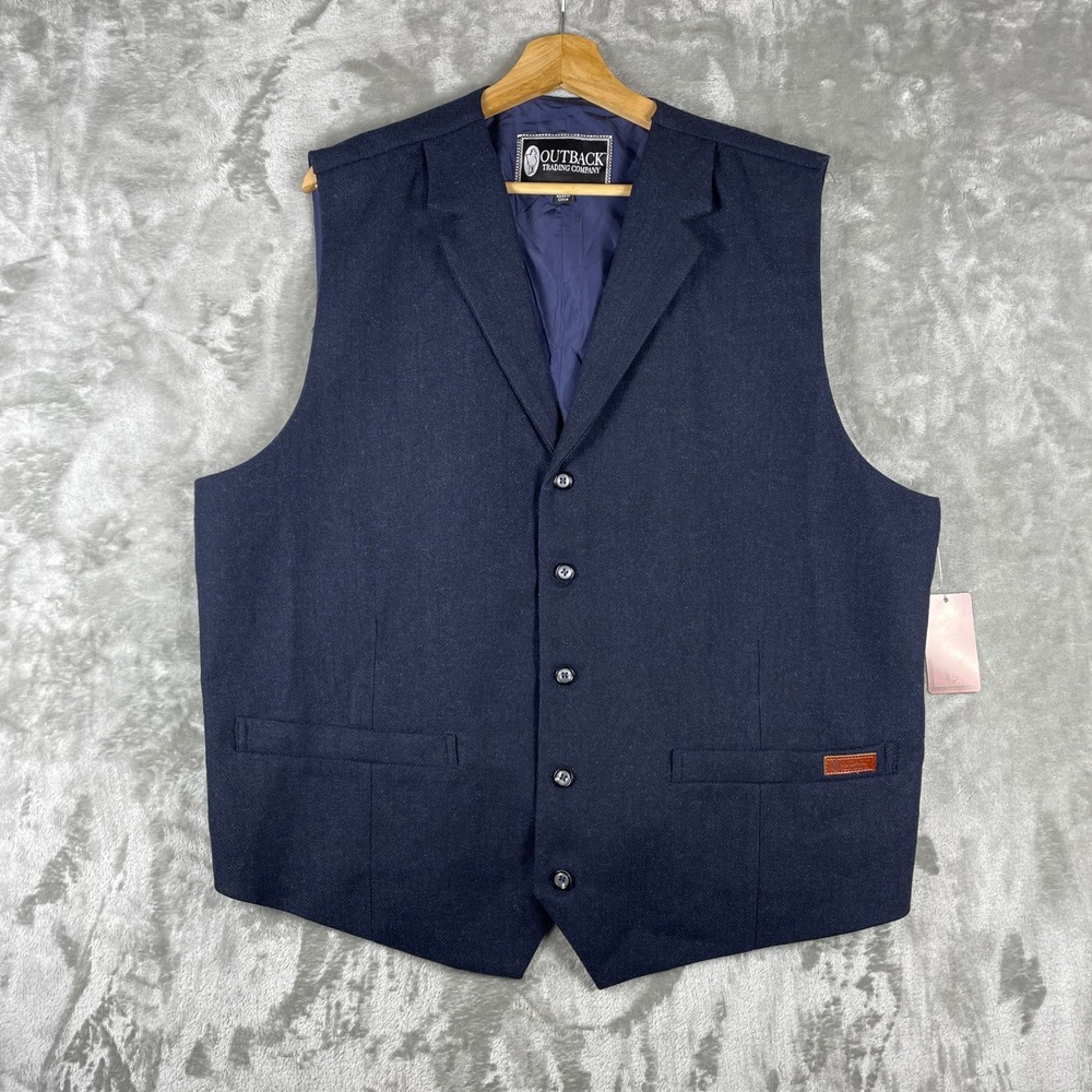 NWT Outback Trading Company Jessie Vest Mens XXL Navy Style 29785 Herringbone